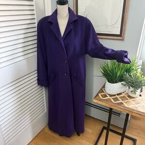 Vintage 90s SEARLE BLATT STUDIO Womens Overcoat 100% Wool Purple Long Winter 2